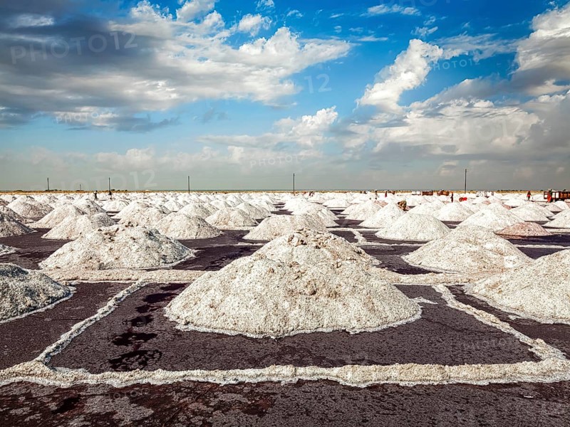 Salt mine at Sambhar Lake in daytime. Sambhar