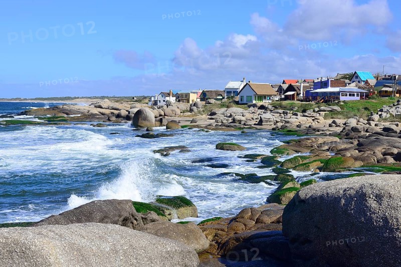 Village on rocky coast