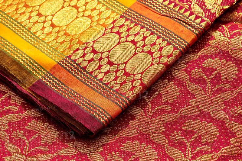 Indian silk saries close up. Background