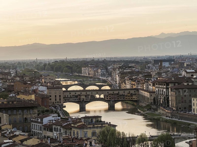 View of Florence in front of sunset from Piazzale Michelangelo