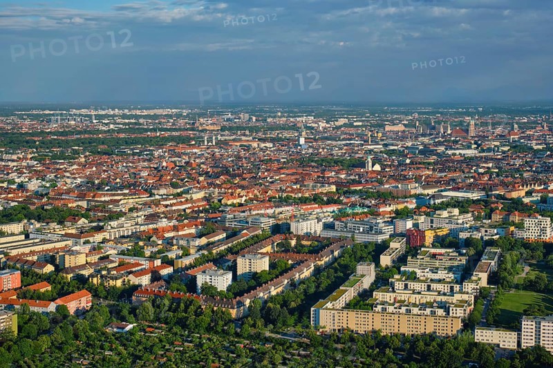 Aerial view of Munich center from Olympiaturm