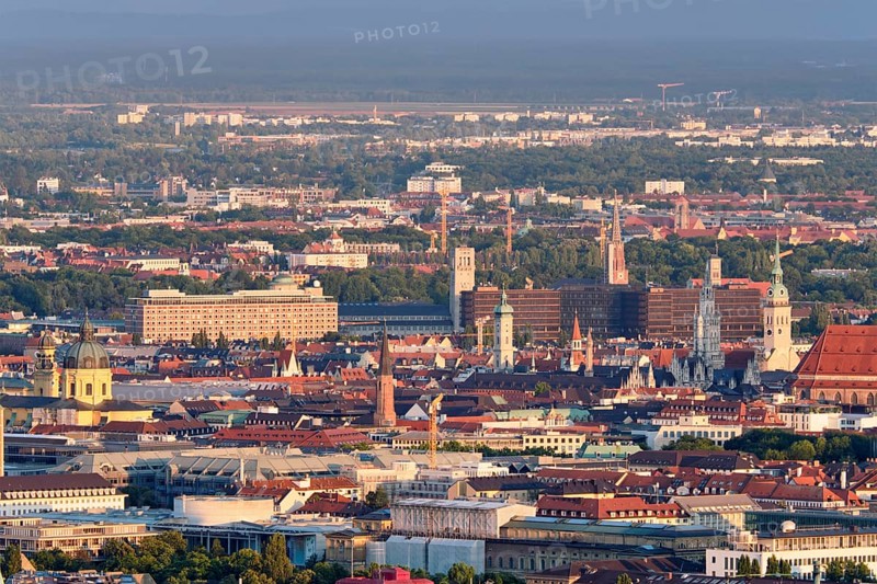 Aerial view of Munich center from Olympiaturm