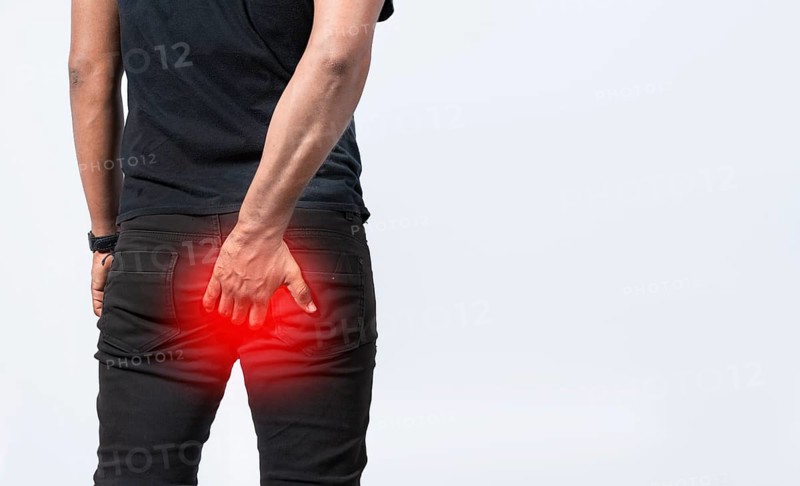 People with hemorrhoid problem on isolated background