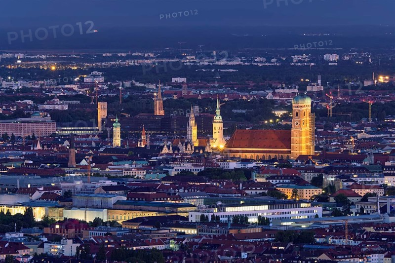 Night aerial view of Munich from Olympiaturm