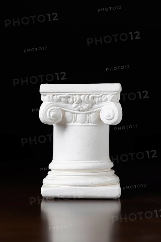 White ionic design column on dark background
