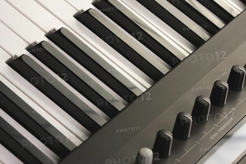 Abstract digital piano keyboard & controls
