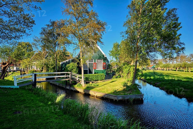Traditional old country farm house in the museum village of Zaanse Schans