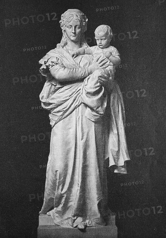 Koenigin Luise mit dem Prinzen Wilhelm nach einer Marmorstatue von Fritz Schaper