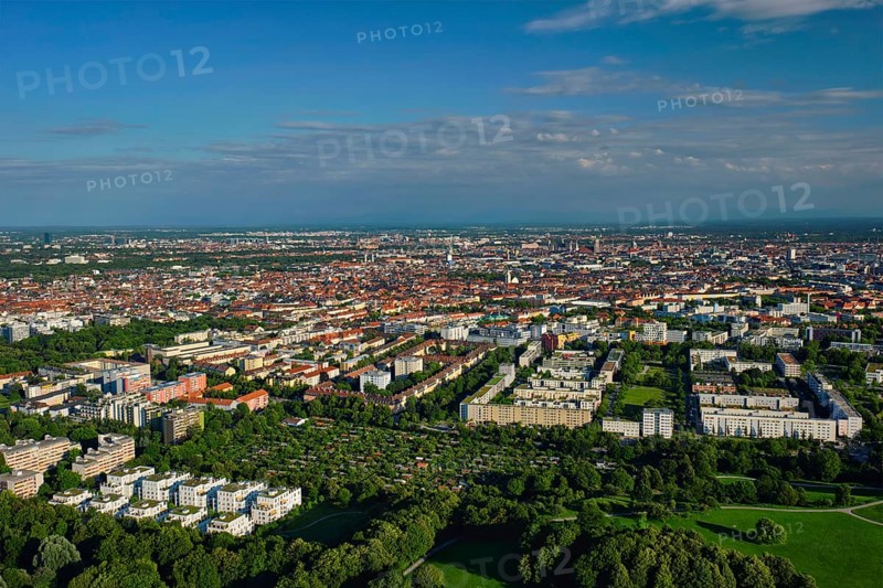 Aerial view of Munich center from Olympiaturm