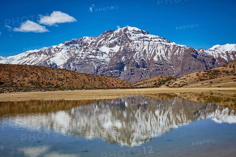 Dhankar Lake in Himalayas. Spiti Valley