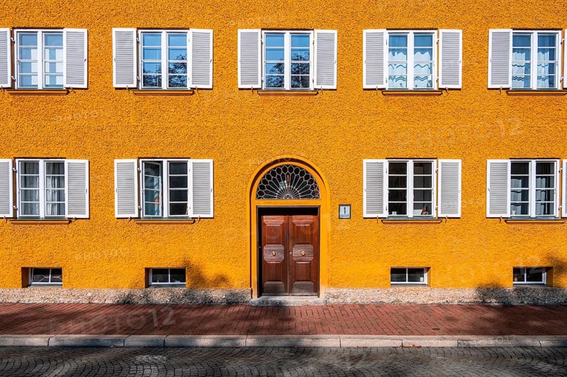 Yellow apartment buildings