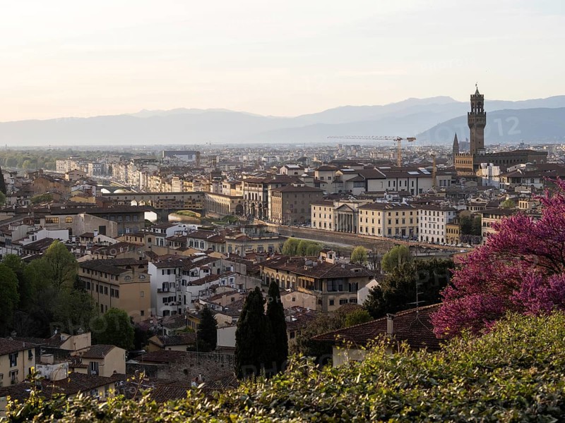 View of Florence in front of sunset from Piazzale Michelangelo