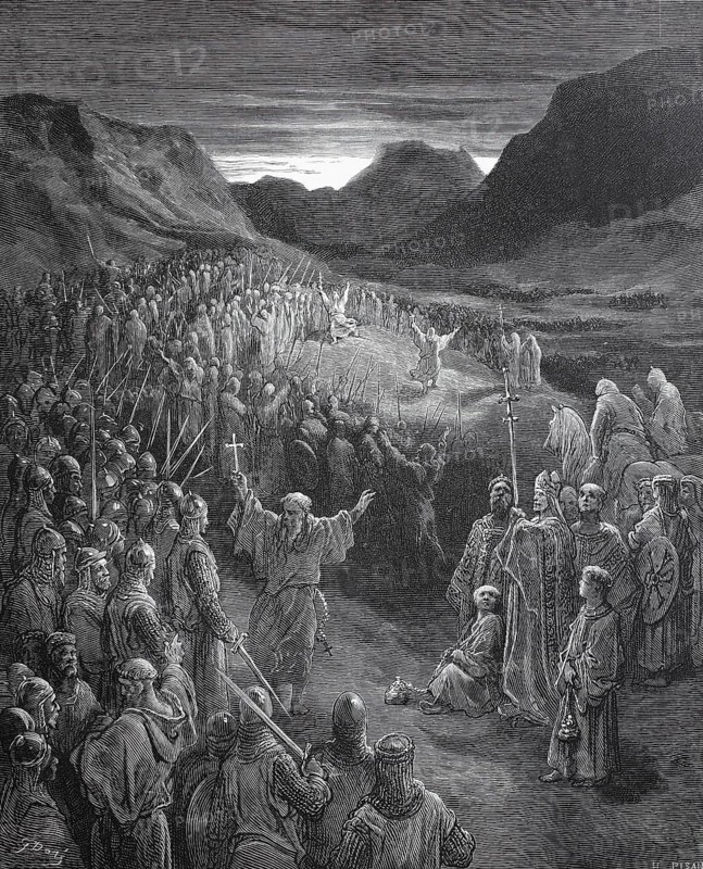 A priest encourages the army to fight