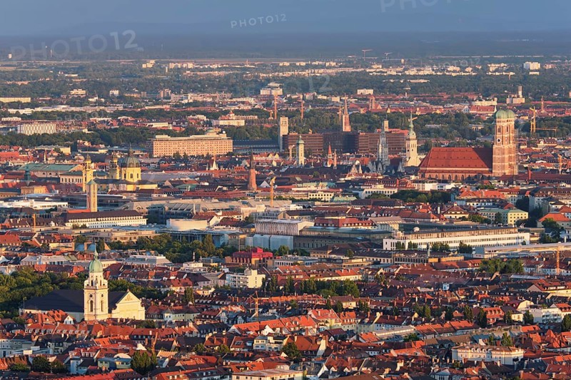 Aerial view of Munich center from Olympiaturm