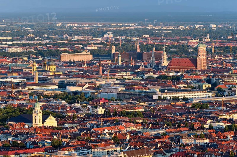 Aerial view of Munich center from Olympiaturm