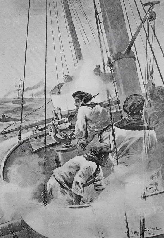 Im Kampfmast eines Kreuzers der Marine