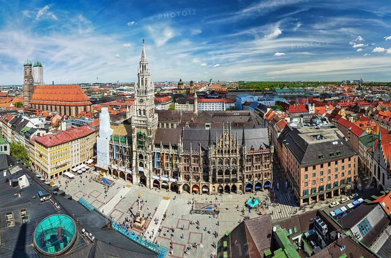 Aerial fish eye view of Munich