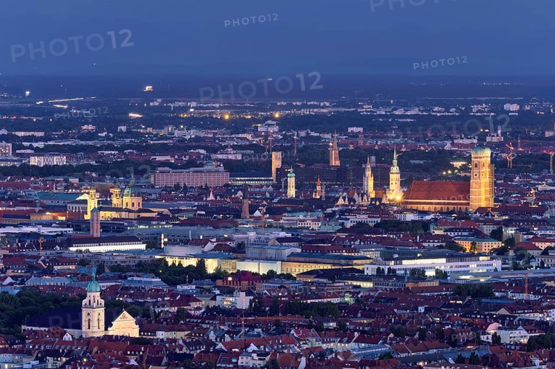 Night aerial view of Munich from Olympiaturm