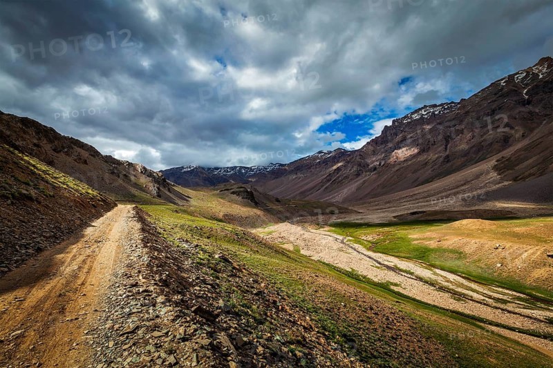 Himalayan landscape. On the trek to Chandra Tal Lake