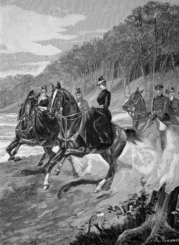 Kaiserin Augusta Victoria auf einer Promenadenfahrt in Grunewald in Berlin