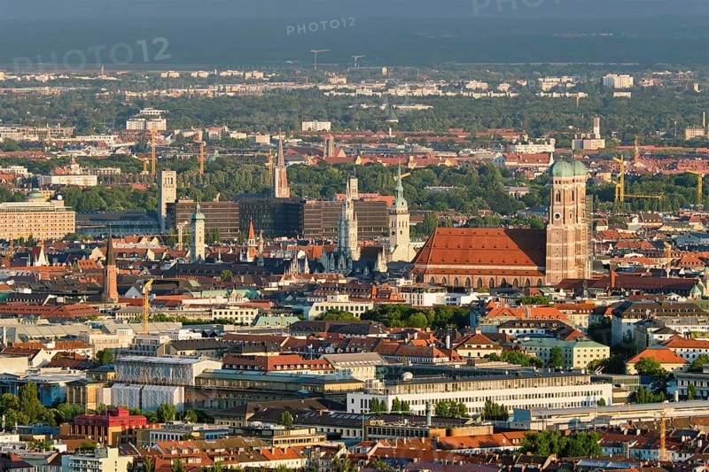 Aerial view of Munich center from Olympiaturm