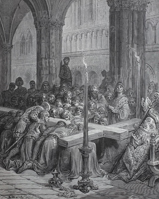 The veneration of the cross by the Crusaders