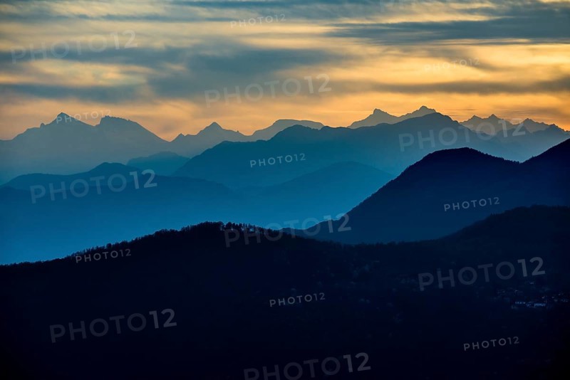 Mountain ranges in the haze