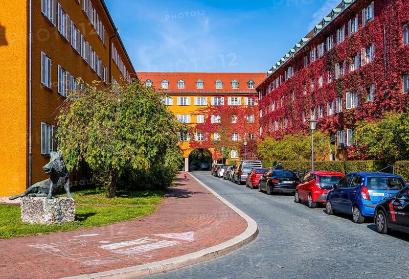 Yellow apartment buildings