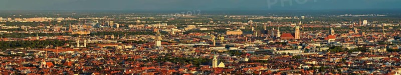 Aerial panorama of Munich center from Olympiaturm