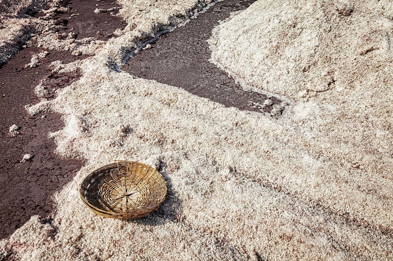 Empty basket at salt mine at Sambhar Lake