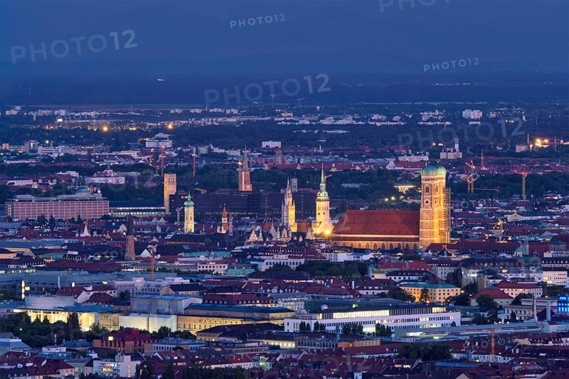 Night aerial view of Munich from Olympiaturm