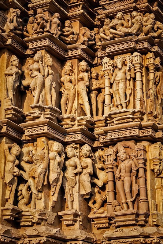 Stone carving bas relief sculptures on Vaman Temple