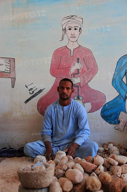 Worker in an alabaster factory