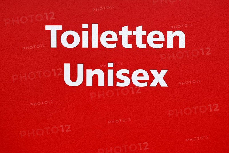 Lettering toilets unisex