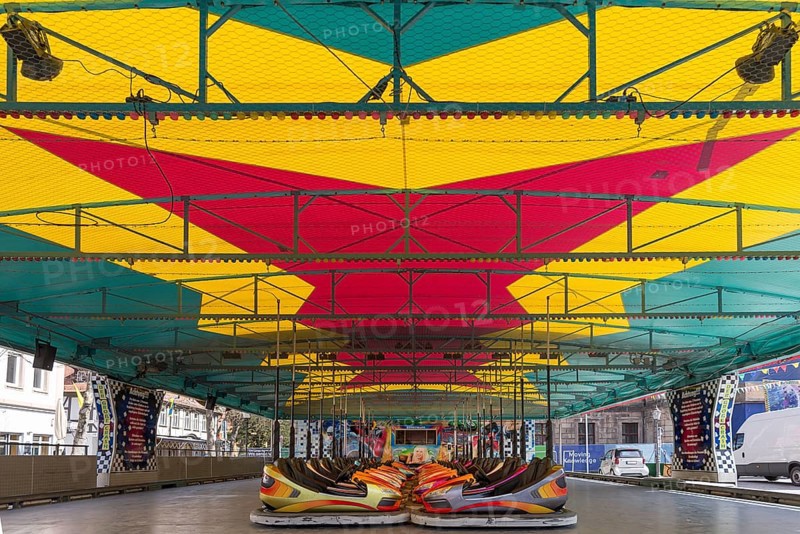 Bumper cars of a ride at the city festival