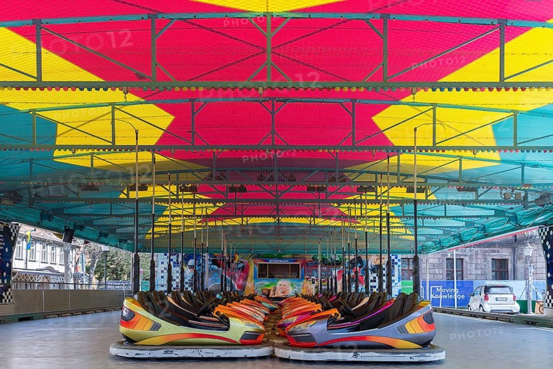 Bumper cars of a ride at the city festival