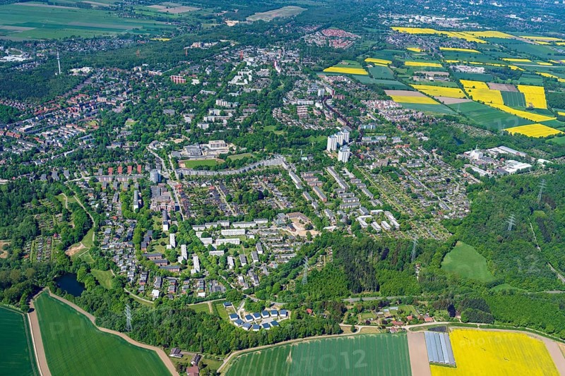 Aerial view of the Hamburg residential area Lohbruegge Nord