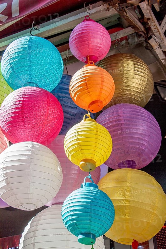 Colorful paper lantern outdoor in the marketplace