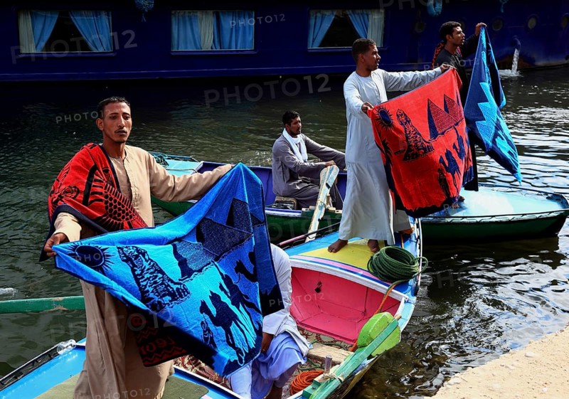 Souvenir seller with a rowing boat on the Nile