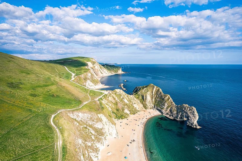 White Cliffs over Jurassic Coast and Durdle Door