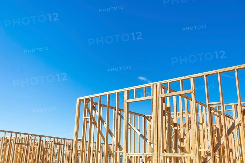 Wood home framing abstract at construction site