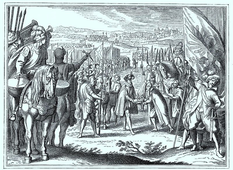 Uebergabe der Krone Ungarns an Matthias 1608