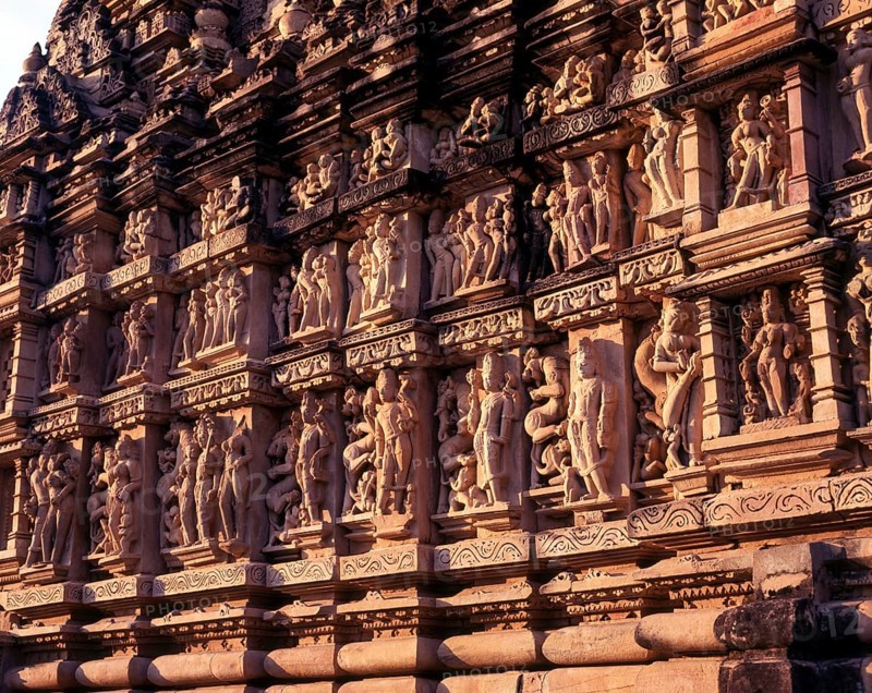 Sculpture on the exterior of the Parsvanatha temple in Khajuraho