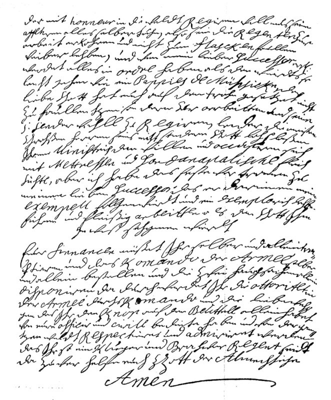 Last page of the will of King Frederick William I. from 1722