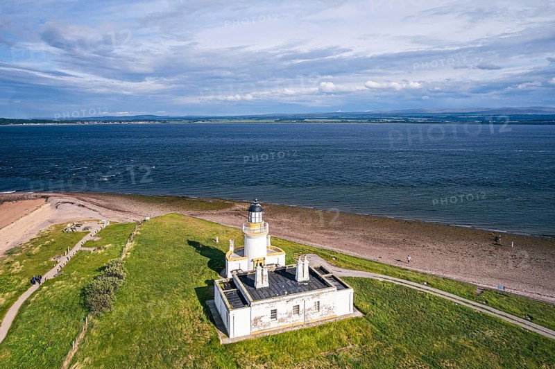 Chanonry Lighthouse on the Black Isle from a drone