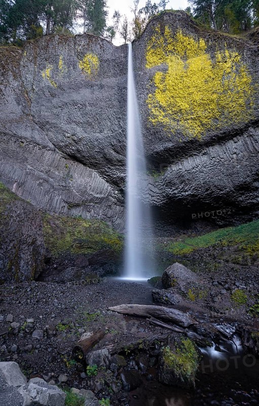Waterfall in front of basalt rock