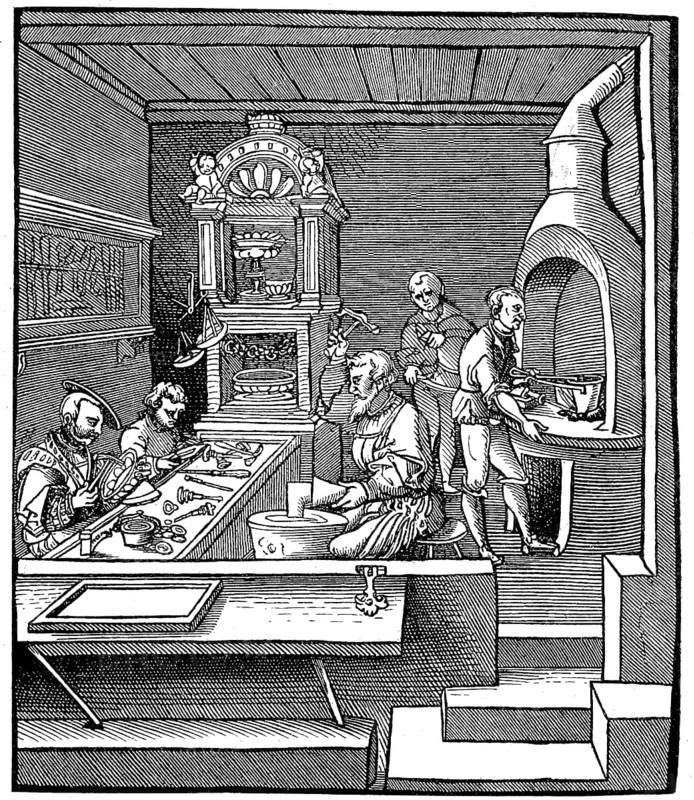 Goldsmith's workshop in 16th century France
