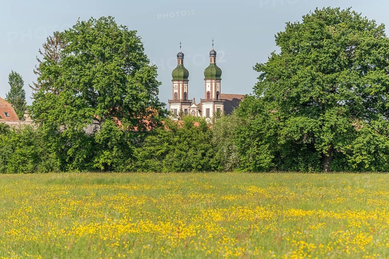 Ebersmunster Abbey in spring in central Alsace. Ebersmunter