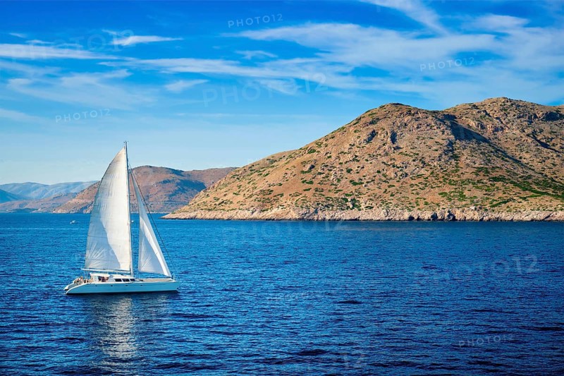 Catamaran yacht in Aegean Sea Mediterranean Sea