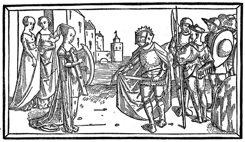 The daughter of Jeptha goes to meet her victorious father